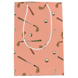 Bolsa De Regalo Mediana Vintage Retro Golf Golfer Club Patrón de Bola Melo