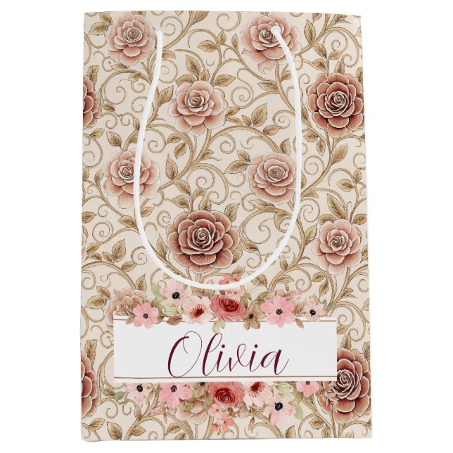 Bolsa De Regalo Mediana Vintage Rose Gift Bag (Anverso)