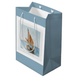 Bolsa De Regalo Mediana Vintage Sailboat Watercolor | Coastal Gift Bag