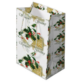 Bolsa De Regalo Mediana Vintage Seasons Greetings Navidades