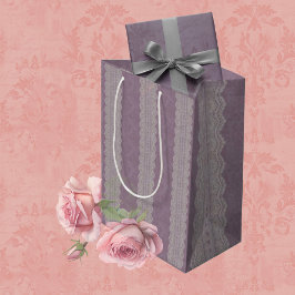 Bolsa De Regalo Mediana Vintage Smokey Mauve Lace y Damask