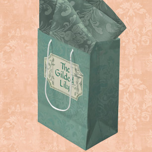 Bolsa De Regalo Mediana Vintage Smokey Pine Verde Damask Personalizado
