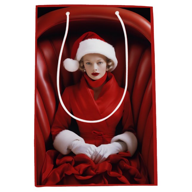 Bolsa De Regalo Mediana Vintage Stylish Mrs Claus (Anverso)