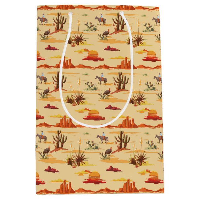 Bolsa De Regalo Mediana Vintage Vaquero Occidental  (Anverso)