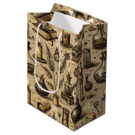Bolsa De Regalo Mediana Vintage Witchcraft Books & Candles Pattern
