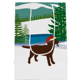 Bolsa De Regalo Mediana Vista de invierno de los Navidades de Chocolate La