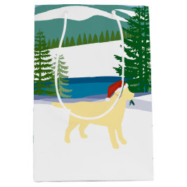 Bolsa De Regalo Mediana Vista de invierno de los Navidades de Labrador Ama