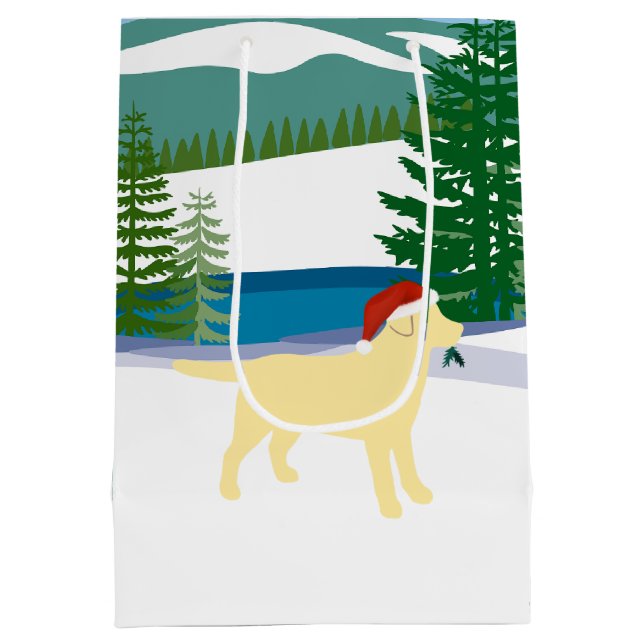 Bolsa De Regalo Mediana Vista de invierno de los Navidades de Labrador Ama (Reverso)