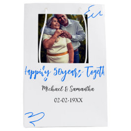 Bolsa De Regalo Mediana vitoreando a 50 años de aniversario nombre de foto