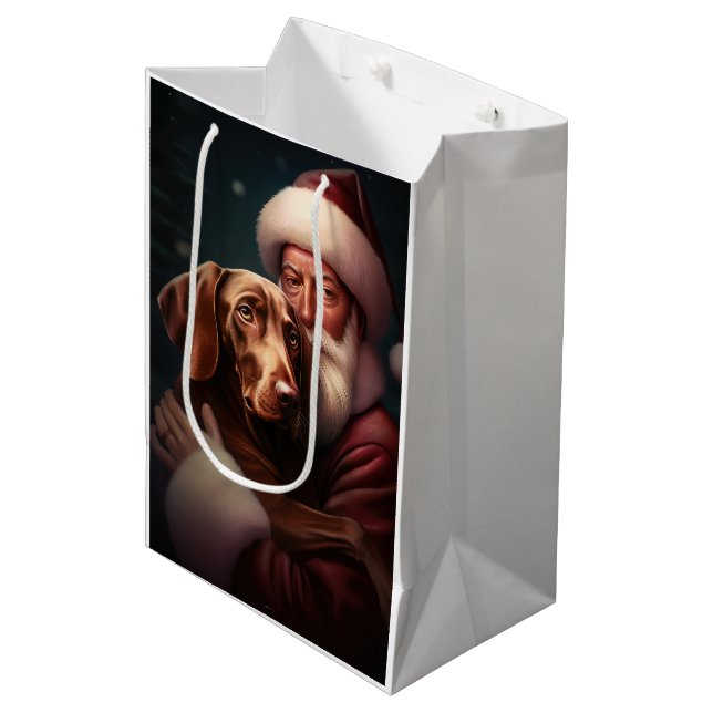Bolsa De Regalo Mediana Vizsla con Navidades festivos de Santa Claus (Angulo Anverso)