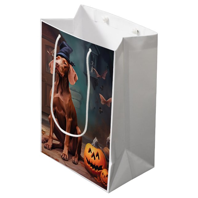 Bolsa De Regalo Mediana Vizsla Pumpkins Halloween Scary (Angulo Anverso)