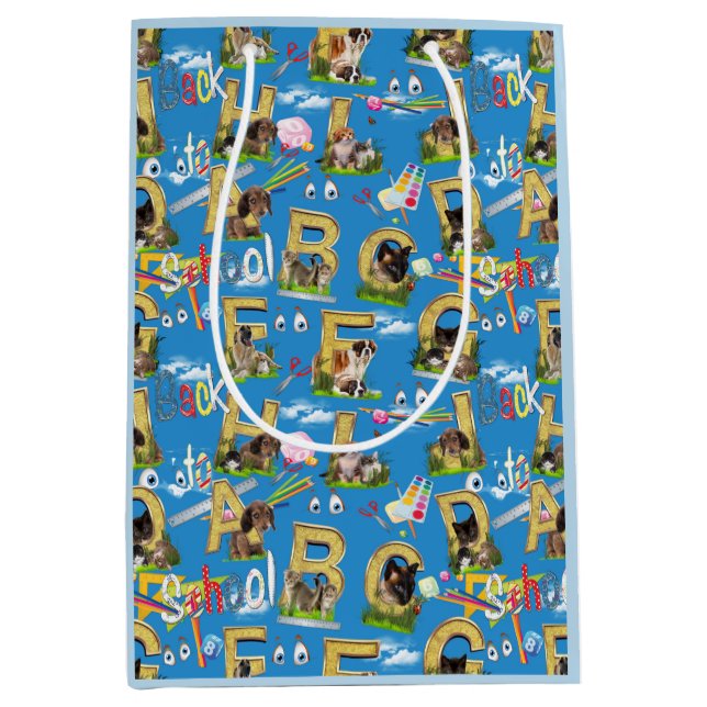 Bolsa De Regalo Mediana Volver a la escuela Diseño de repetición ABC (Anverso)
