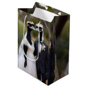 Bolsa De Regalo Mediana "Votos de plumas: Una Hermosa Unión Matrimonial"
