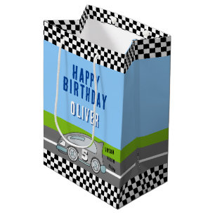 Bolsa De Regalo Mediana Vroom Vroom Carreras Car Road Name Happy Birday