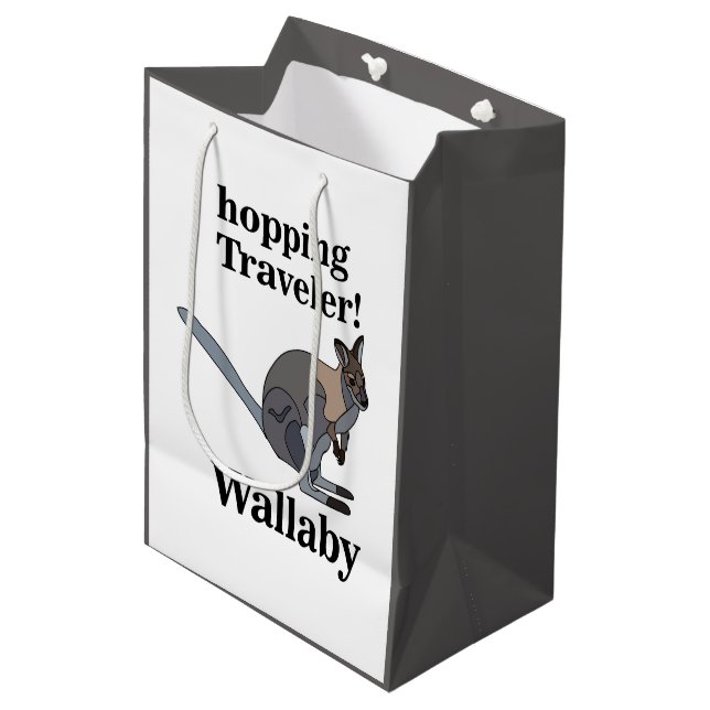 Bolsa De Regalo Mediana Wallaby Animal Hopping Traveller Wildlife Funny (Angulo Anverso)