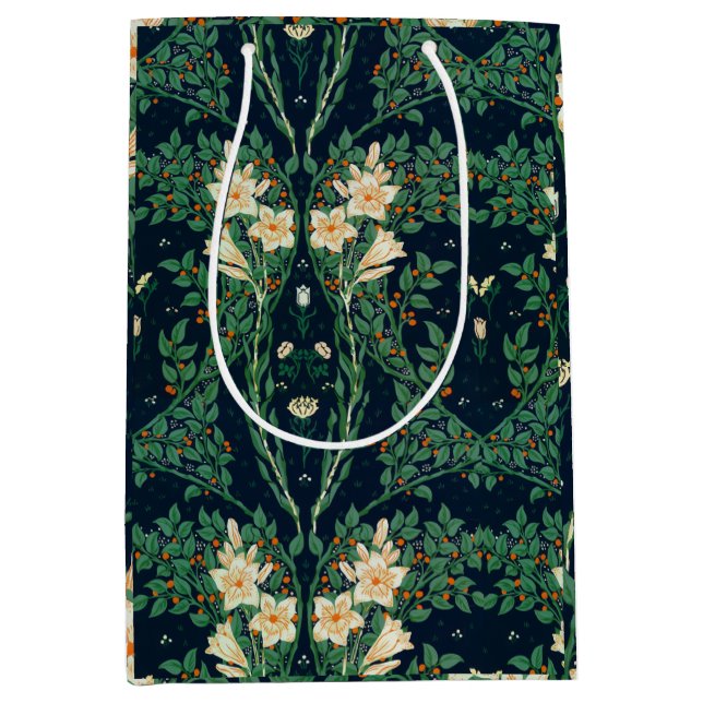 Bolsa De Regalo Mediana Walter Crane White Lily-Blue Back Shower Curtain (Anverso)