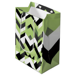 Bolsa De Regalo Mediana Wasabi Verde Chevron Geométrico Negrita
