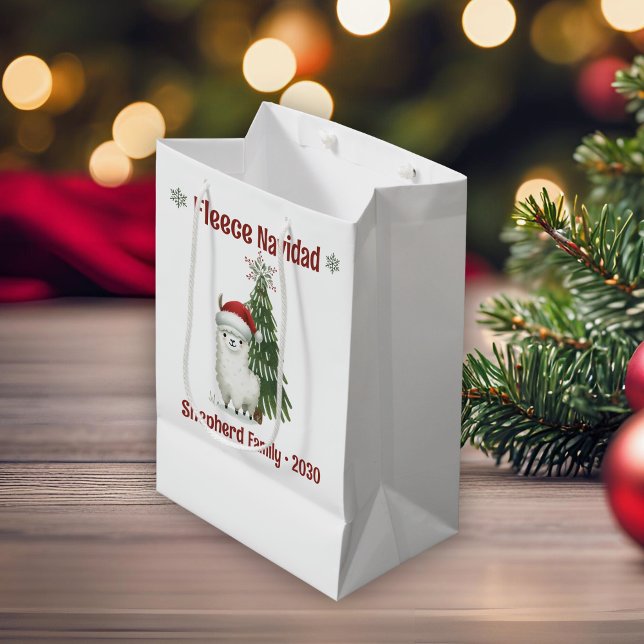 Bolsa De Regalo Mediana Watercolor Alpaca Fleece Navidad (fleece navidad alpaca gift card
)