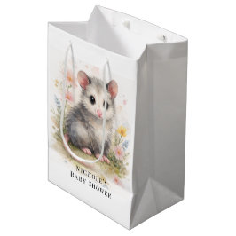 Bolsa De Regalo Mediana Watercolor Baby Possum Baby Shower 