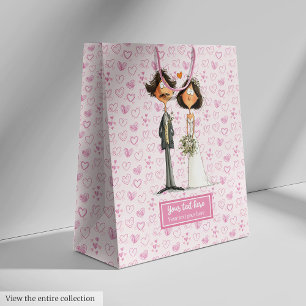 Bolsa De Regalo Mediana Watercolor Bride Groom Gift Bag Funny Boda