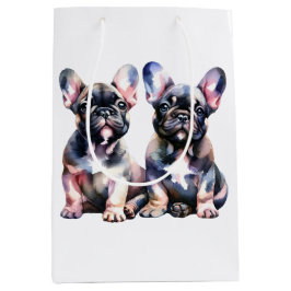 Bolsa De Regalo Mediana Watercolor Bulldog francés adorables cachorros