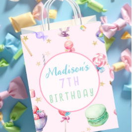 Bolsa De Regalo Mediana Watercolor Candy Wonderland Pastel Fiesta de Cumpl