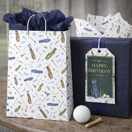 Bolsa De Regalo Mediana Watercolor Golf Pattern