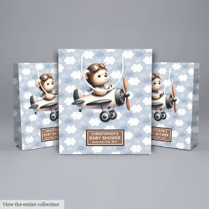 Bolsa De Regalo Mediana Watercolor Pilot Oso Baby Shower Favor Para Niños