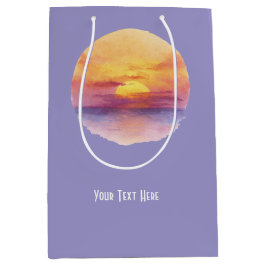 Bolsa De Regalo Mediana Watercolor Sunset Ocean Horizon Aesthetic Round St