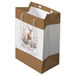 Bolsa De Regalo Mediana Watercolor Winter Magic Deer