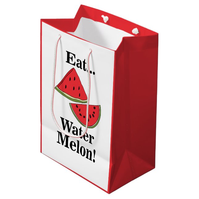 Bolsa De Regalo Mediana Watermelon Funny Tropical Summer Fruit (Angulo Anverso)