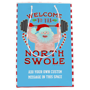 Bolsa De Regalo Mediana Weightlifter divertido de Papá Noel Swole del