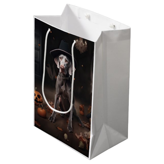 Bolsa De Regalo Mediana Weimaraner Pumpkins Halloween Scary (Angulo Anverso)