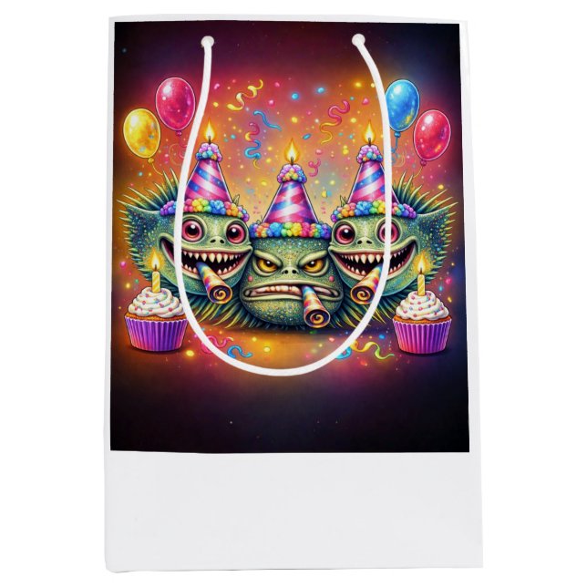 Bolsa De Regalo Mediana Weird Birthday Fish Heads (Anverso)