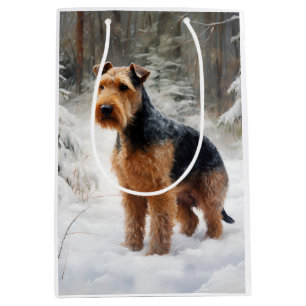 Bolsa De Regalo Mediana Welsh Terrier Deja que nieve Navidad