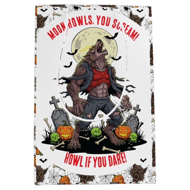 Bolsa De Regalo Mediana 🐺 Werewolf Halloween Regalo Bag 🎃 💀 (Anverso)