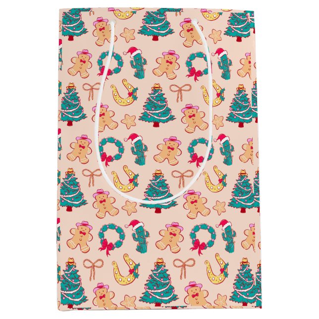 Bolsa De Regalo Mediana Western Pastel Cowboy Christmas Gift  (Anverso)