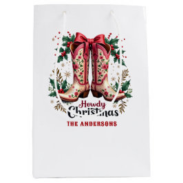 Bolsa De Regalo Mediana Western Theme Howdy Christmas Cowgirl Boots