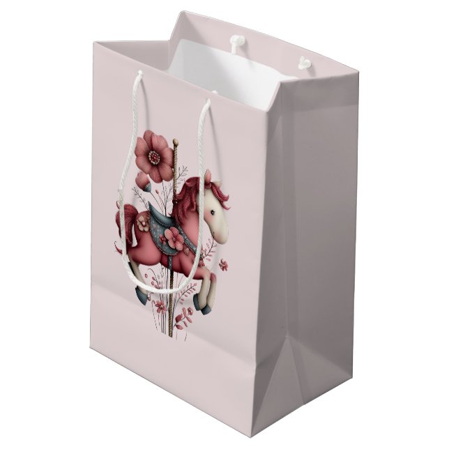 Bolsa De Regalo Mediana Whimsical Carousel Horse Image (Angulo reverso)