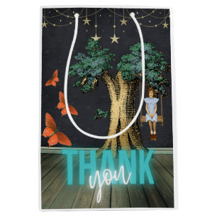 Bolsa De Regalo Mediana Whimsical Chica En Swing Surreal Gracias