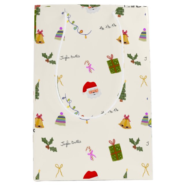 Bolsa De Regalo Mediana Whimsical Christmas Seamless Pattern  (Anverso)