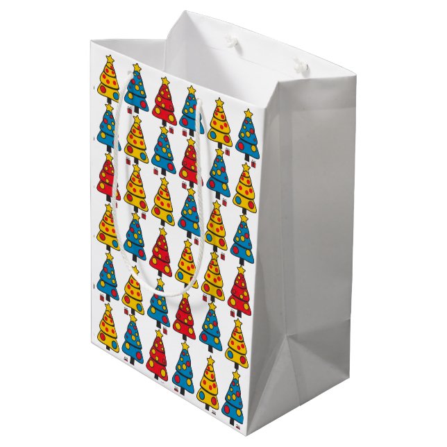 Bolsa De Regalo Mediana Whimsical Christmas Trees (Angulo reverso)