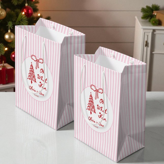 Bolsa De Regalo Mediana Whimsical Girl Oh What Fun 1st Birthday Party (Subido por el creador)