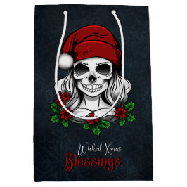 Bolsa De Regalo Mediana Whimsical Gothic Santa Skull Navidades