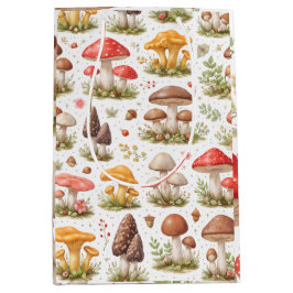 Bolsa De Regalo Mediana Whimsical Mushroom Pattern – Vintage Botanical 
