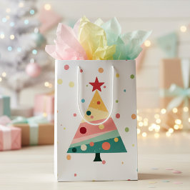 Bolsa De Regalo Mediana Whimsical Pastel Polka Dot Christmas Tree