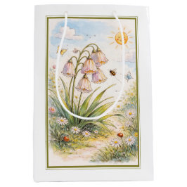 Bolsa De Regalo Mediana Whimsical Spring Bellflowers Garden