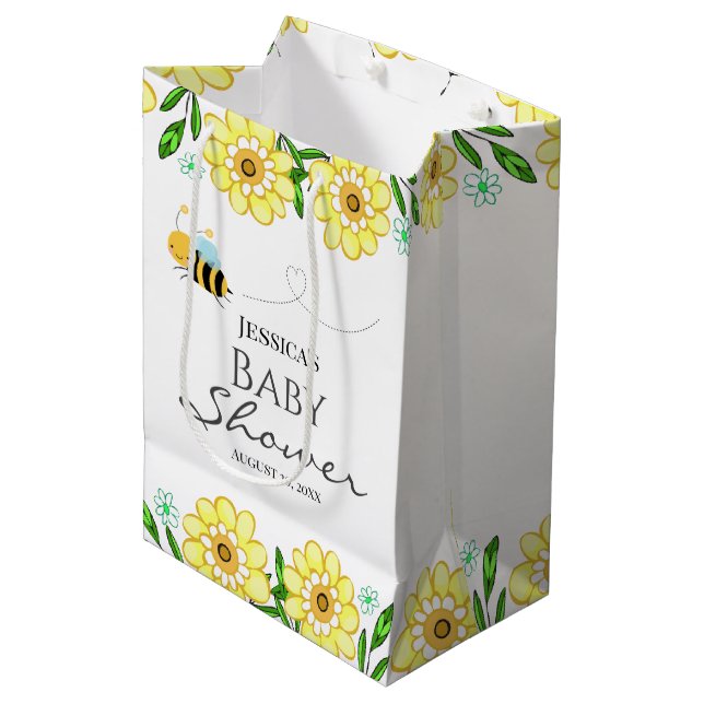Bolsa De Regalo Mediana Whimsical Sweet Honey Bee Baby Shower (Angulo Anverso)