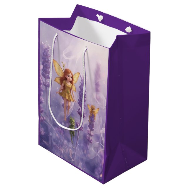 Bolsa De Regalo Mediana Whimsy Among the Purple Blooms (Angulo Anverso)