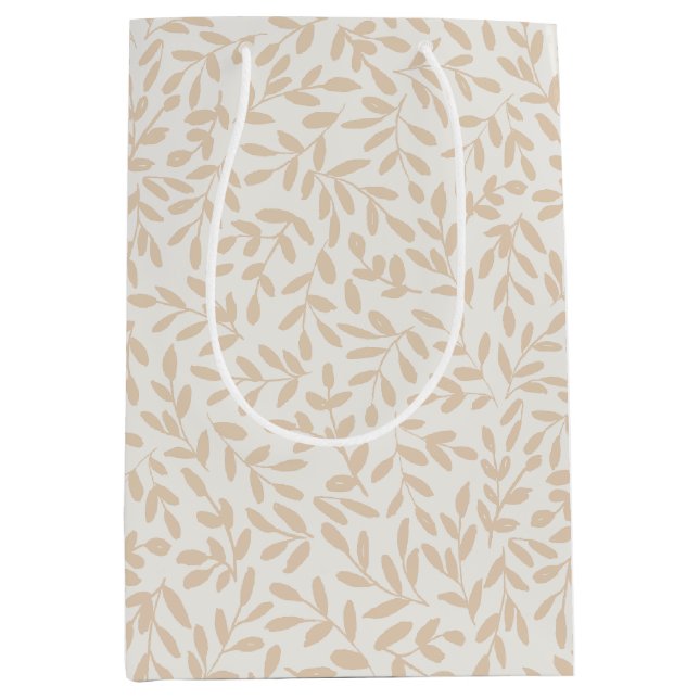 Bolsa De Regalo Mediana Whisperleaf-Subtle Botanical In Cream & Beige (Anverso)